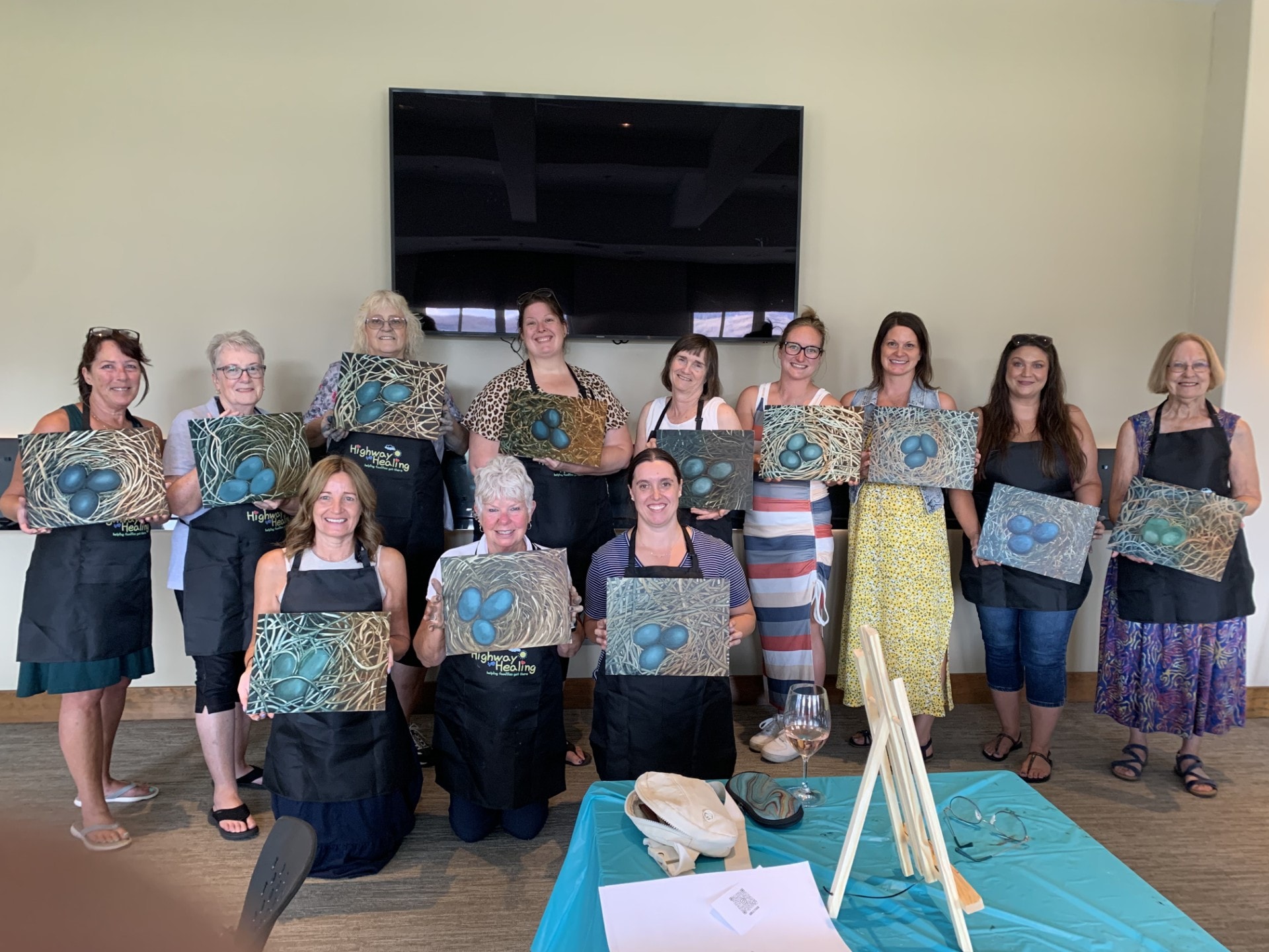 Participants at the Paint, Sip & Relax fundraiser July 2026